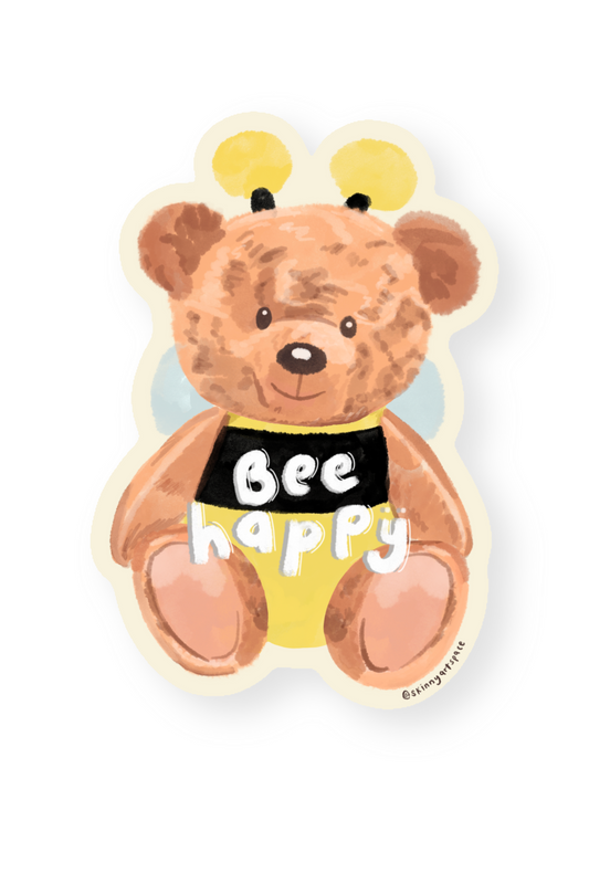 Bee Happy Teddy Sticker